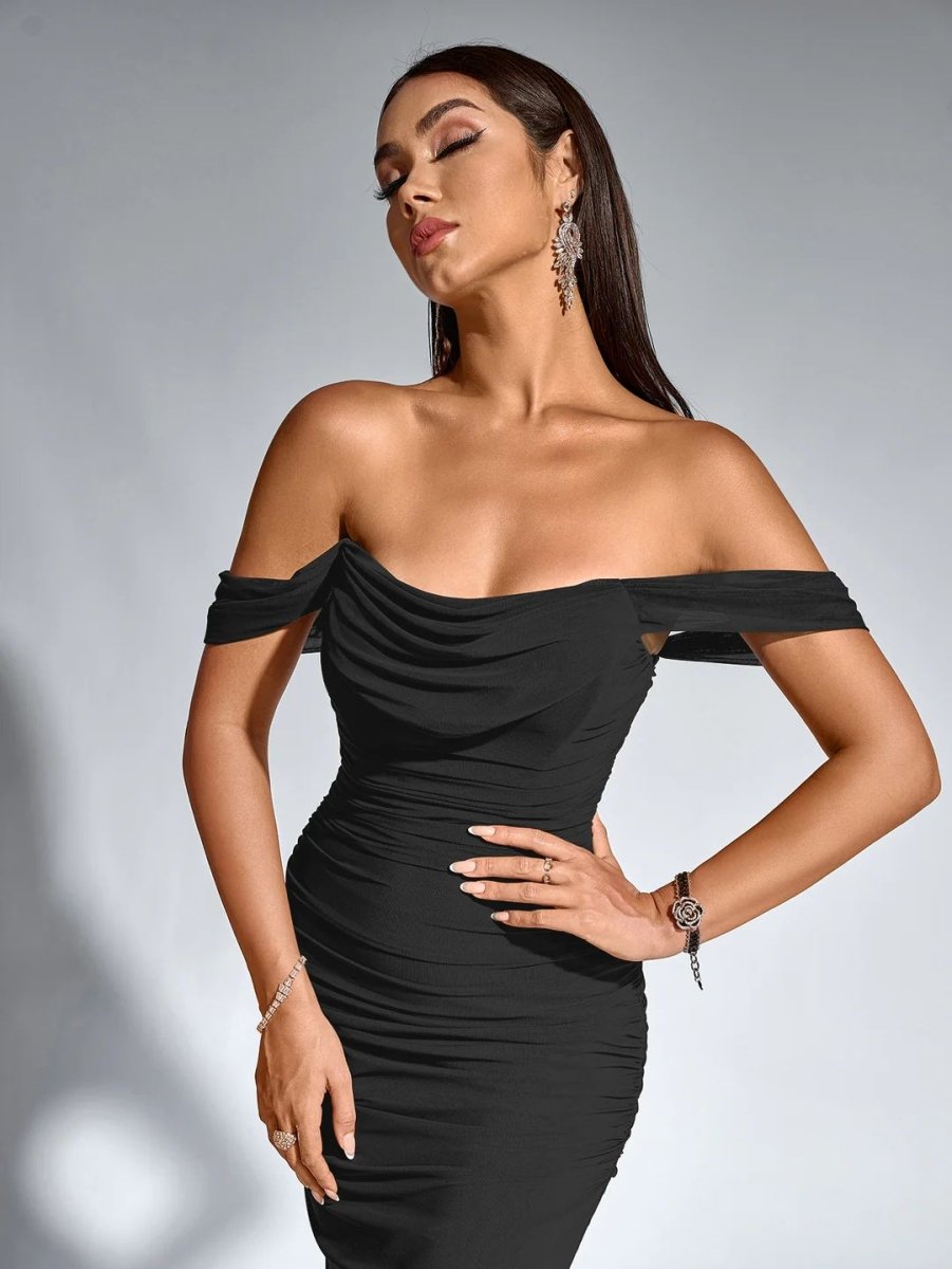 Off - Shoulder Kleid mit Reißverschluss - Bellave