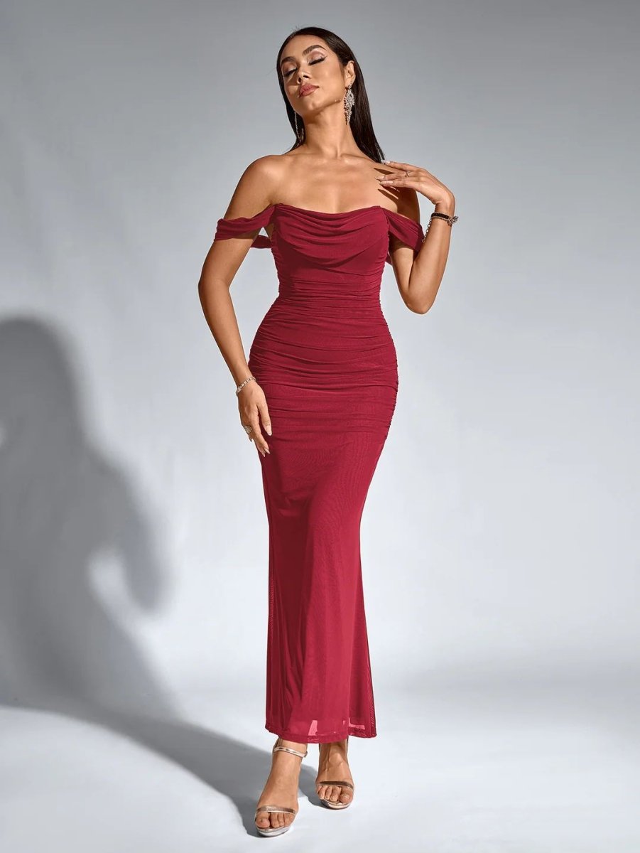 Off - Shoulder Kleid mit Reißverschluss - Bellave
