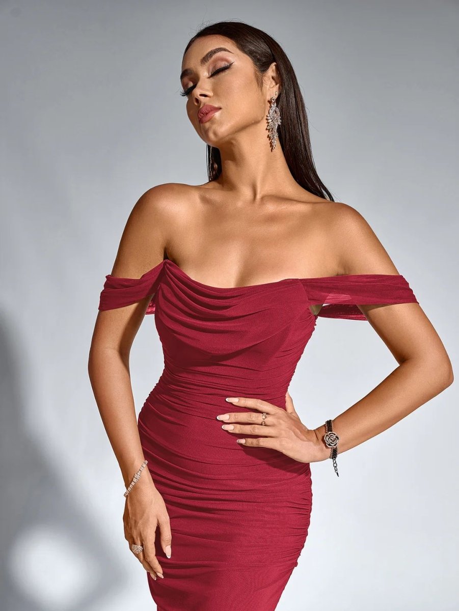 Off - Shoulder Kleid mit Reißverschluss - Bellave