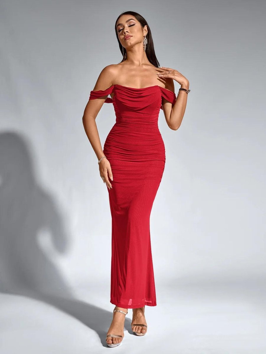 Off - Shoulder Kleid mit Reißverschluss - Bellave
