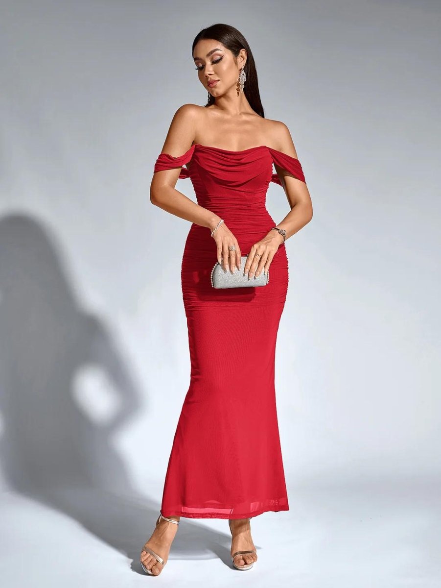 Off - Shoulder Kleid mit Reißverschluss - Bellave
