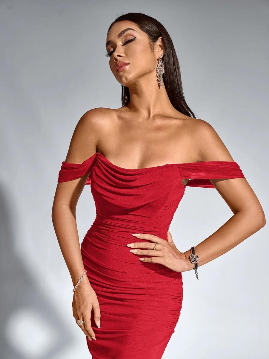 Off - Shoulder Kleid mit Reißverschluss - Bellave
