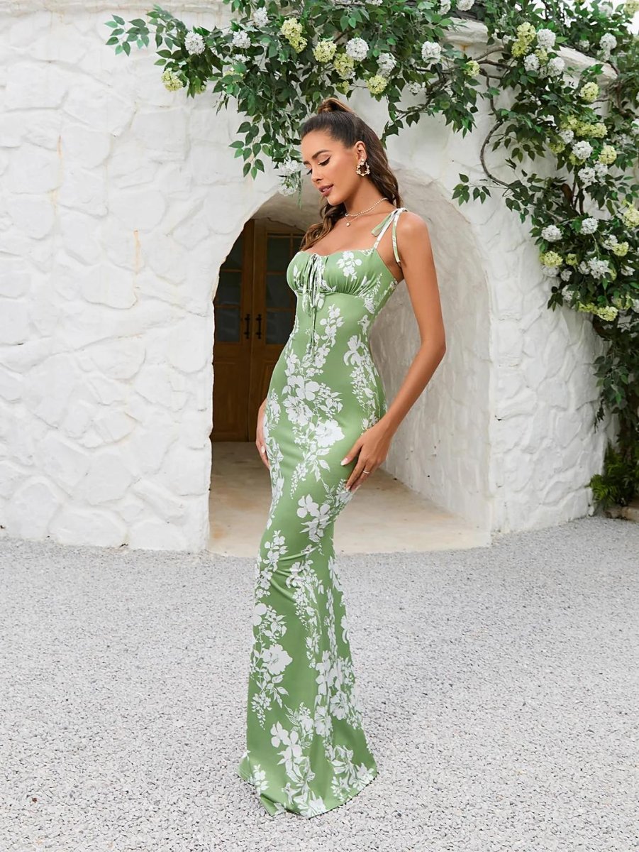 Blumenkleid mit Schnürträgern - Bellave