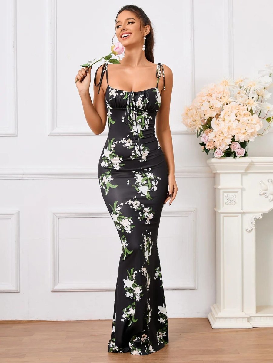 Blumenkleid mit Schnürträgern - Bellave