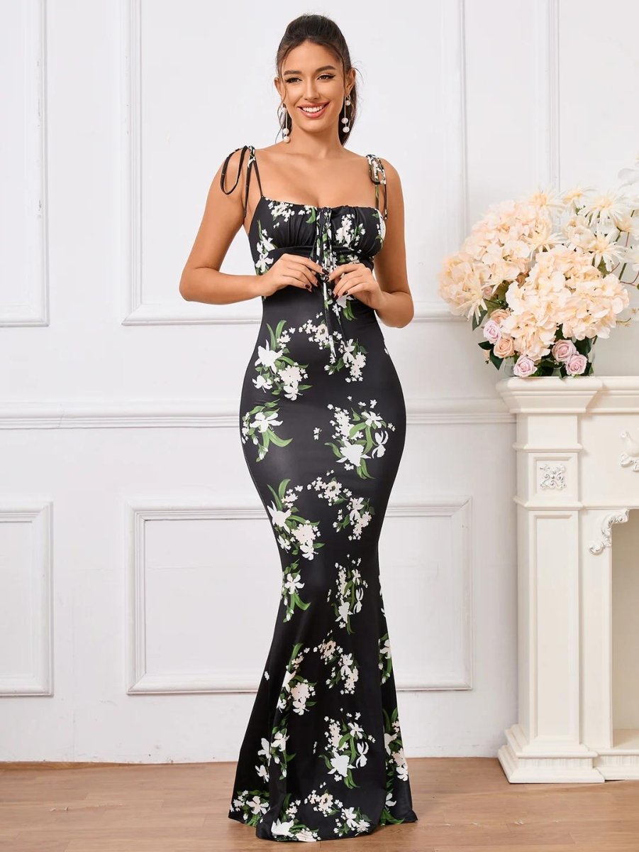 Blumenkleid mit Schnürträgern - Bellave