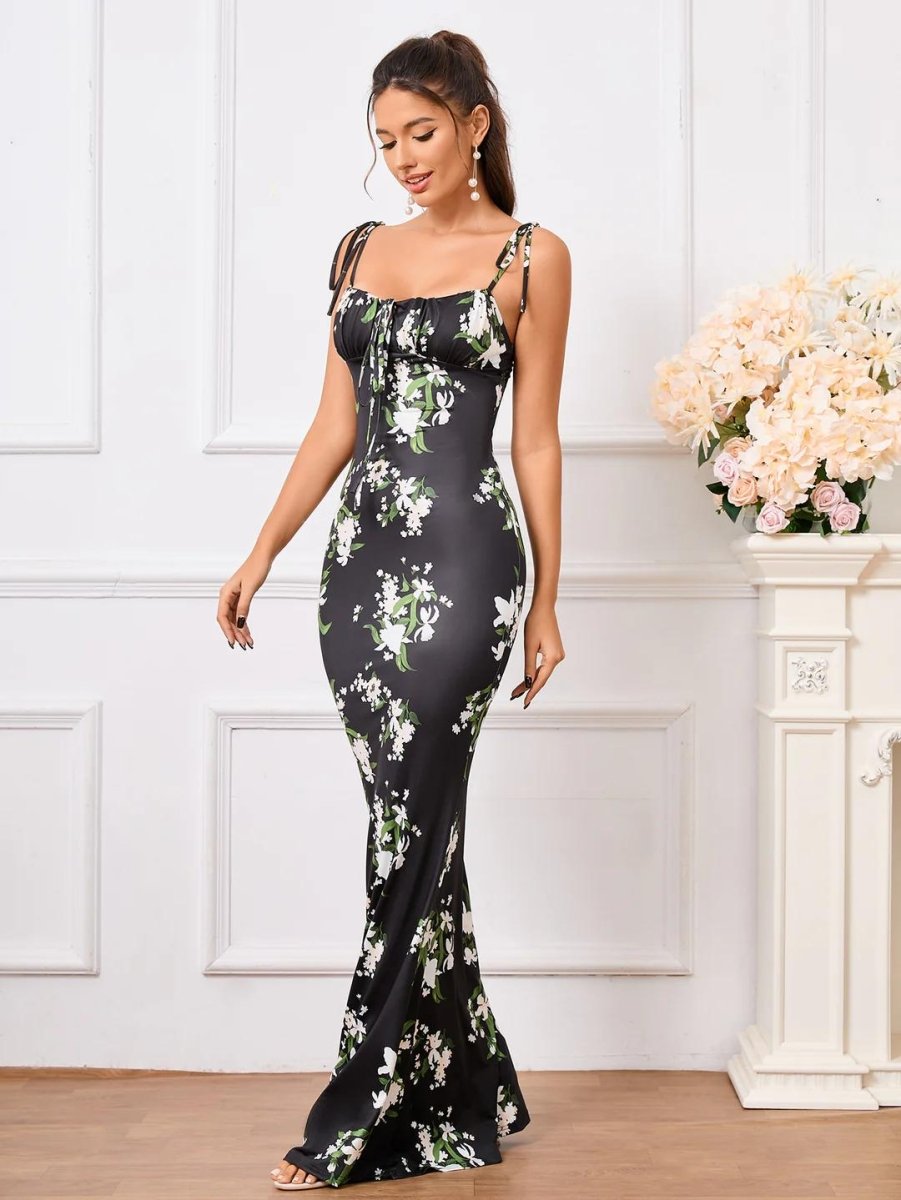 Blumenkleid mit Schnürträgern - Bellave