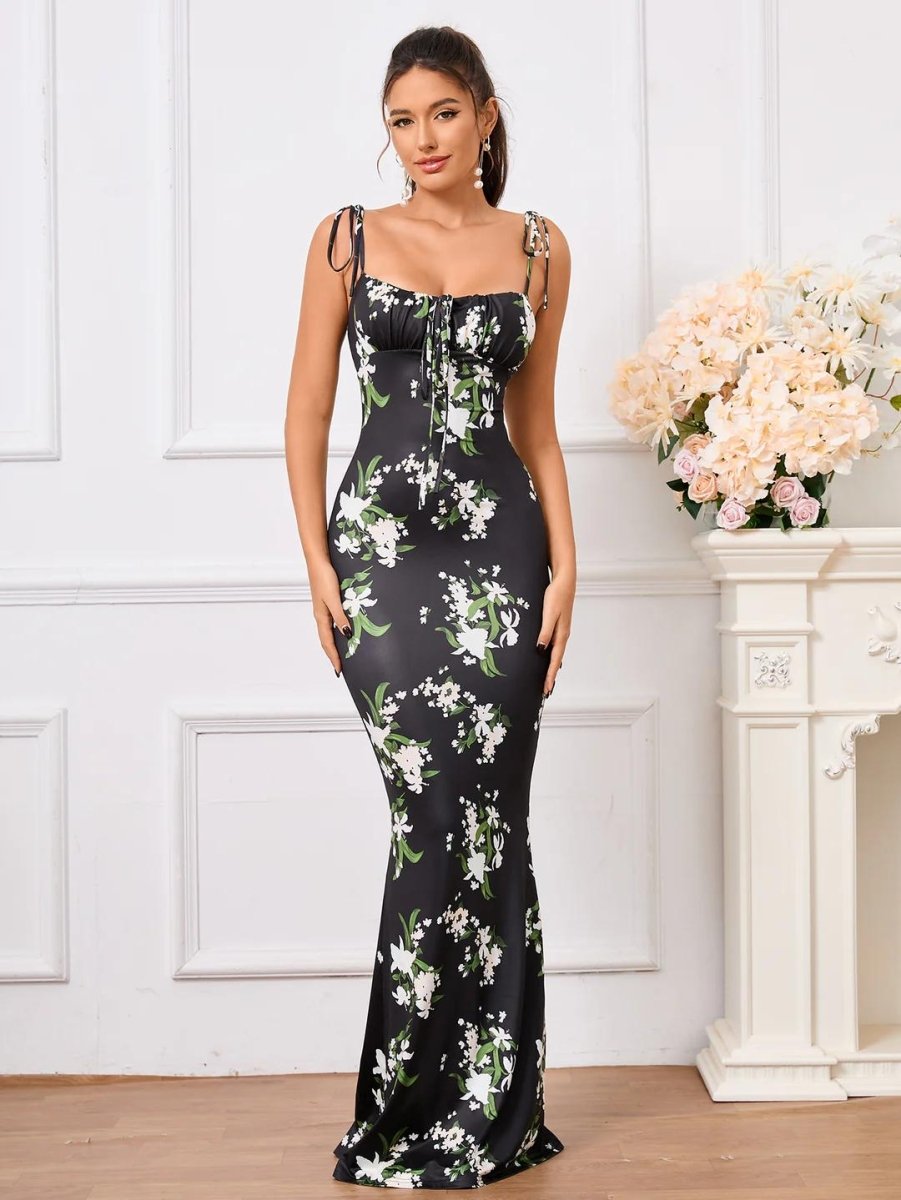 Blumenkleid mit Schnürträgern - Bellave