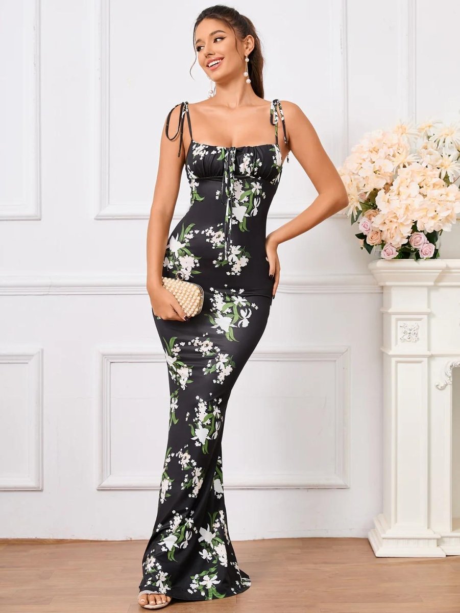 Blumenkleid mit Schnürträgern - Bellave