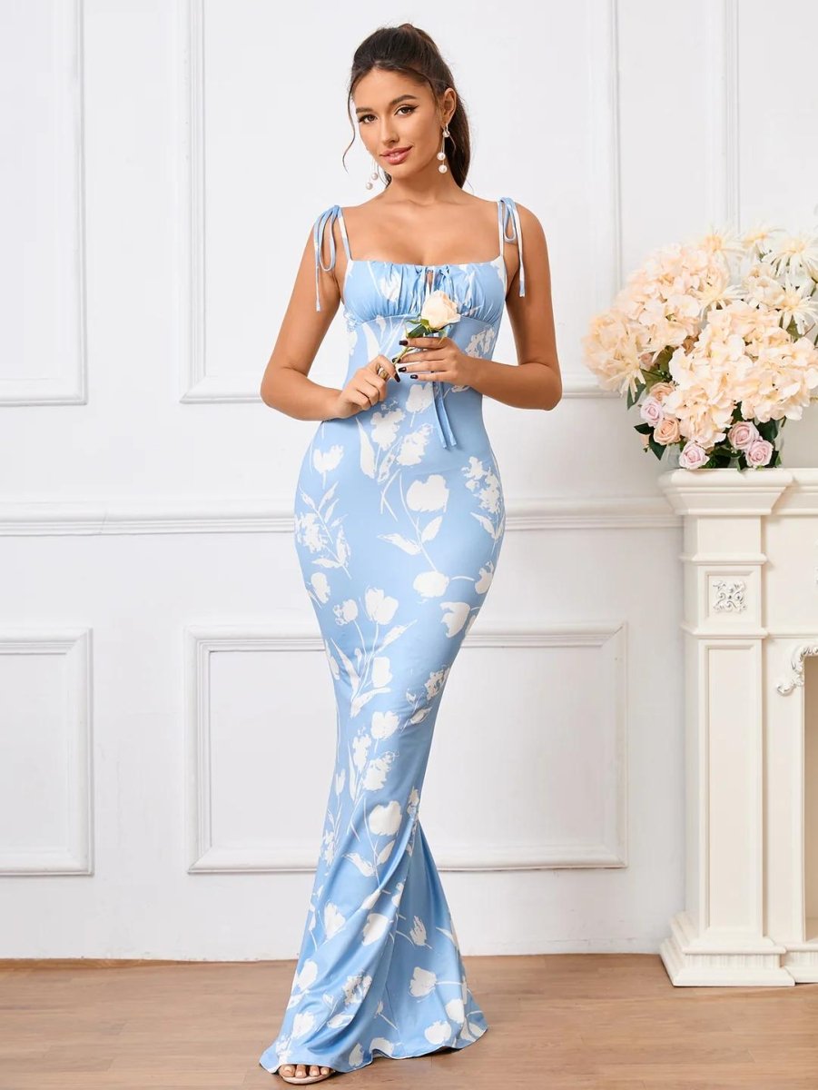 Blumenkleid mit Schnürträgern - Bellave