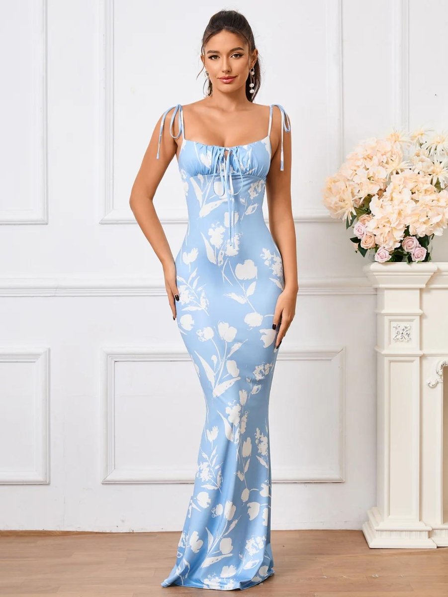 Blumenkleid mit Schnürträgern - Bellave