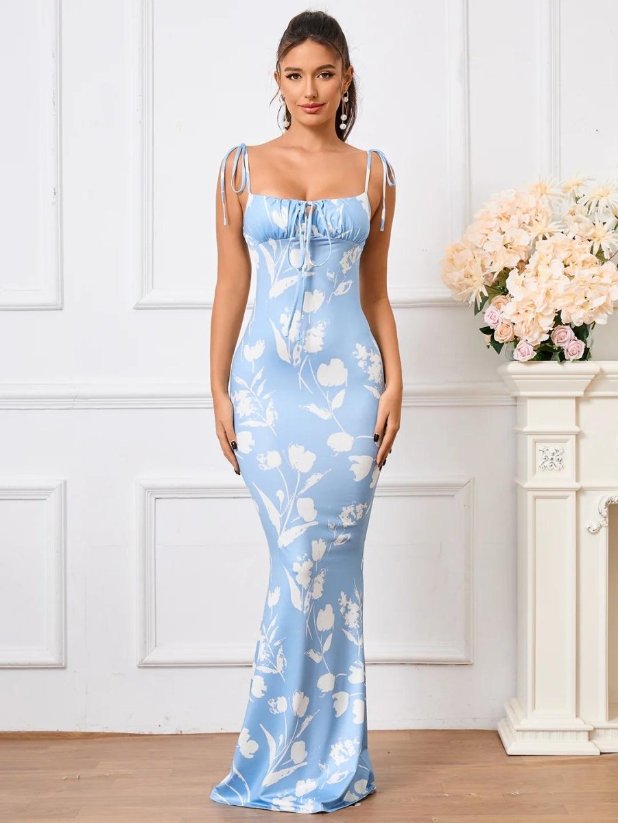 Blumenkleid mit Schnürträgern - Bellave