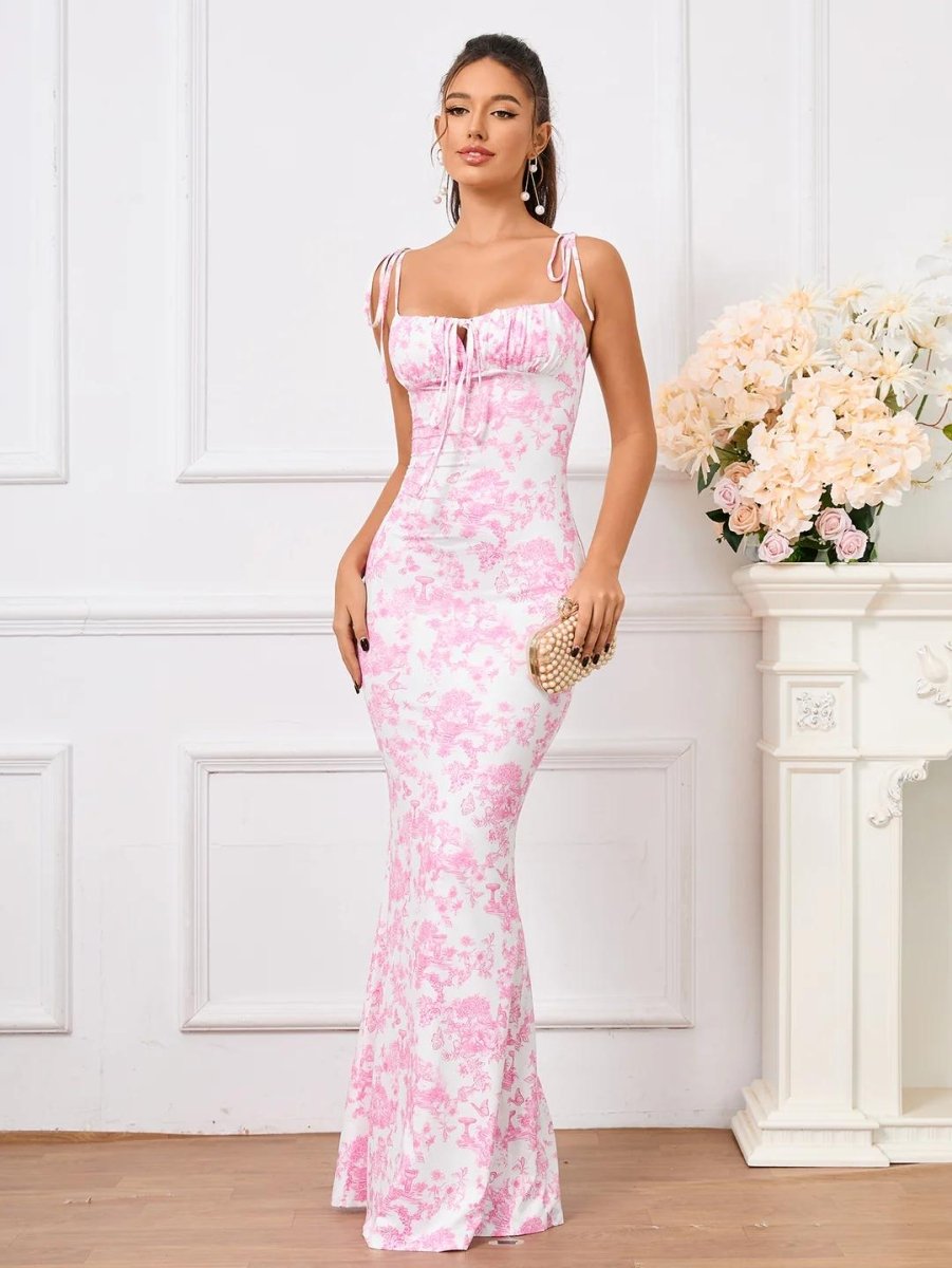 Blumenkleid mit Schnürträgern - Bellave
