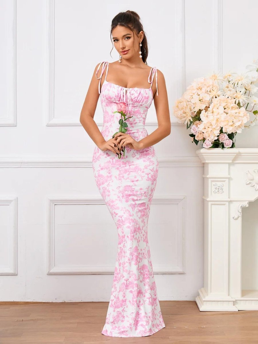 Blumenkleid mit Schnürträgern - Bellave